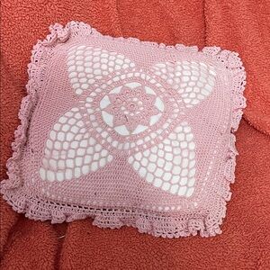 Pink Crochet Decorative Pillow